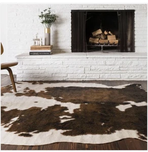 Cow Hide Rug Wall Hanging Area Floor Covering Natural Brown White Black 35 sqft - Picture 1 of 28