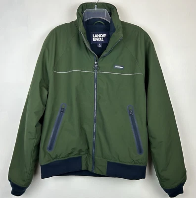 Lands End Jacket Mens M The Squall Fleece Lined Nylon Shell Green Navy Zipper - Image 1 of 4