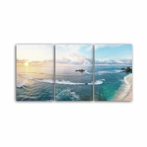 Póster abstracto con vista al mar puesta de sol impresión de pared arte imagen sala de estar decoración del hogar - Imagen 1 de 13
