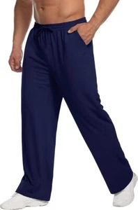 Men's Sweatpants w Pockets Open Leg Jogger Sweatpants Baggy Sweat Pants 2XL Size - Picture 1 of 6