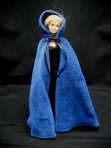 Dark Blue Cape with Hood Fits Barbie Handmade with Plush Velour - Picture 1 of 5