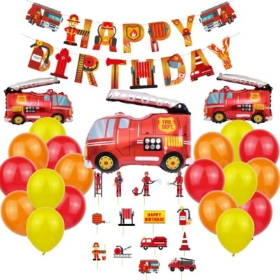 UK Stock Camión de Bomberos Globos Fiesta Decoraciones Cumpleaños Fiesta Decoración Foto 1 de 3