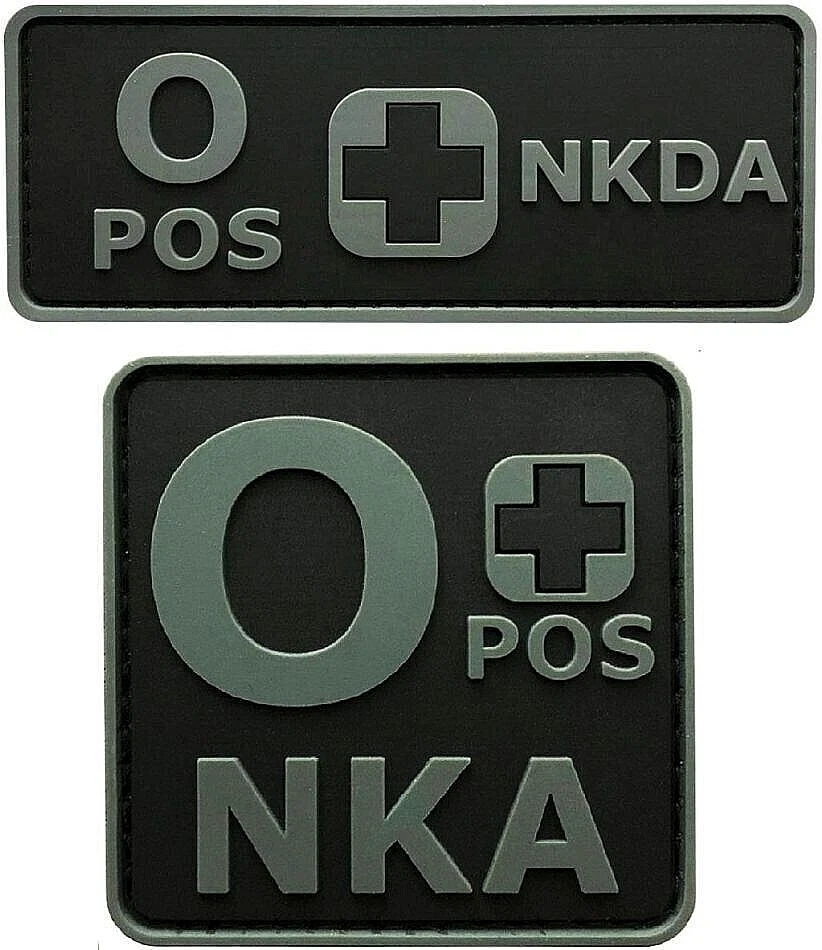 O+ Positive Blood Type NKDA ACU Morale Patch  | 2PC PVC RUBBER -HOOK - Image 1 of 1
