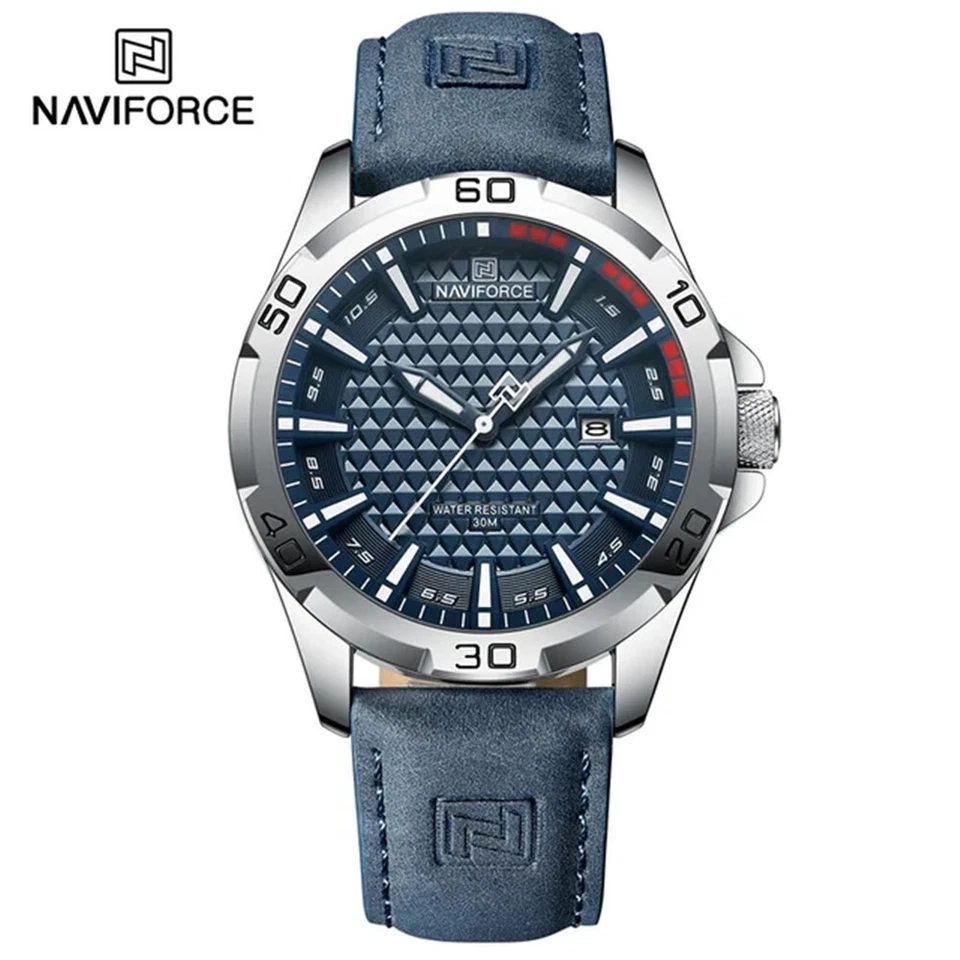 NAVIFORCE Men Quartz Leather Watch Gifts Simple Dial Male Sport Wristwatch - Image 1 of 1