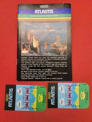 Atlantis Intellivision 1982 Video Game Overlays & Manual 80's Imagic Vintage - Image 1 of 2