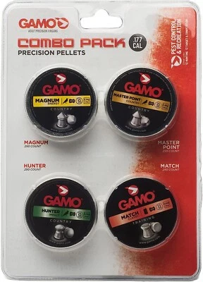 PAQUETE COMBINADO DE PELLETS DE CAZA GAMO 1000 unidades / 4 tipos 4,5 mm calibre .177 pellets Foto 1 de 2