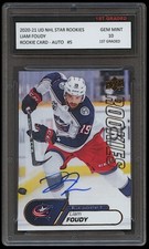 LIAM FOUDY 2020-21 UPPER DECK HOCKEY AUTO 1ST GRADED 10 ROOKIE CARD BLUE JACKETS