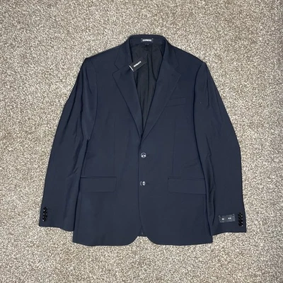 Traje Chaqueta Express Para Hombres Talla 40R Ajustado Negro Mezcla de Lana Blazer Vestido Precio de venta sugerido por el fabricante $248 Foto 1 de 4