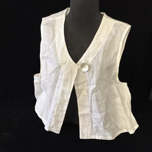 Blusa Chaleco Disfraz Blanco Textil De Colección Talla M LINO LUZ LUNA - Imagen 1 de 9