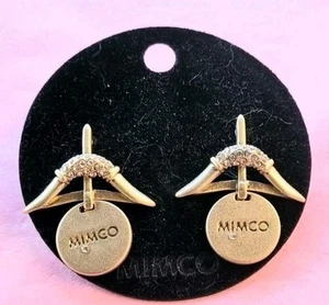 💜ARCUS Gold-toned Glass Crystal DROP EARRINGS by MIMCO $90💜 - Picture 1 of 6