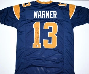 Kurt Warner Autographed Blue/Gold Pro Style Jersey w/HOF -Beckett W Hologram - Picture 1 of 3