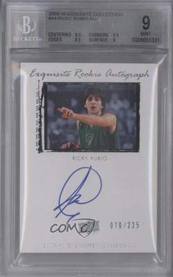 2009-10 Exquisite Collection /225 Ricky Rubio #44 BGS 9 MINT Rookie Auto RC - Image 1 of 2