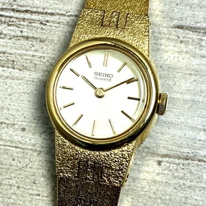 Seiko 1990s Vintage Dress Quartz Ladies Gold Watch 17mm 2020-0209 New Battery - Picture 1 of 11