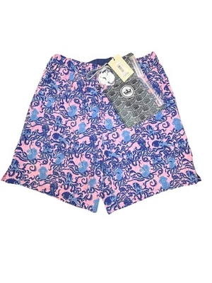 Peter Millar Crown Swim Trunks Men’s Medium Blue Pink Octopus Print  - Image 1 of 4