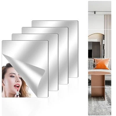 Pack Acrylic Mirror Tiles, 12”x16”Unbreakable Wall Mirror Full 12"x16" 4 - Image 1 of 4