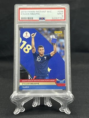 2018 PANINI INSTANT WORLD CUP #298 KYLIAN MBAPPE RC FIFA YOUNG TALENT /630 PSA 9 - Image 1 of 2