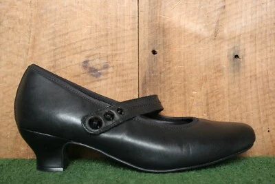 HOTTER 'Charmaine' Zapatos de Corte Mary Jane de Cuero Negro con Tacones de 2" Talla 11 Foto 1 de 4