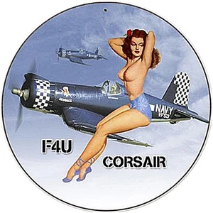 US Navy Corsair F4U redondo acero signo 360mm diámetro - Imagen 1 de 1