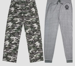 Set of 2 Petit Len Sleep Pant Boys Girls 16 Gray Camo Fleece PJ Pajama Lounge - Picture 1 of 4