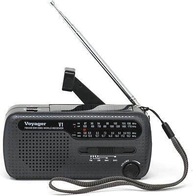 Kaito V1 Voyager Solar Dynamo AM/FM/SW Emergency Radio with LED Flashlight Black - Image 1 of 4