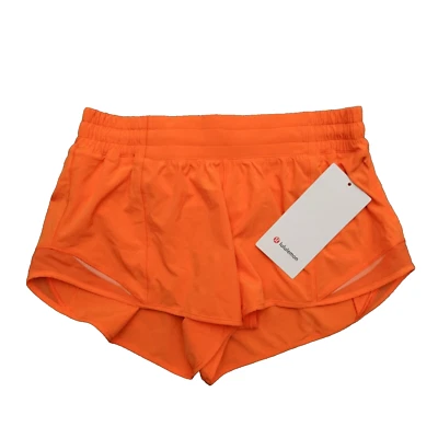 Nuevo Lululemon Talla 10 Hotty Hot tiro bajo LR Forrado Corto 2.5" LITO Naranja Iluminado $68 Foto 1 de 4