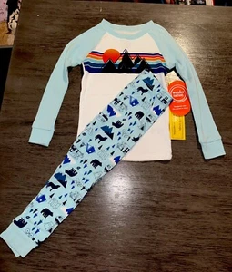 New Wonder Nation 2pc Boys Cotton Pajama Set Mountains Camper Bear Tent Size 3T - Picture 1 of 4