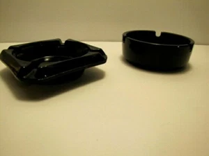 2 Vintage Black Glass Ashtrays - Picture 1 of 6