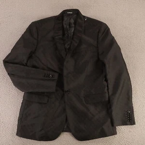 Express Jacket M Black Shadow Check Polyester Blazer Smoking Jacket Tuxedo 40R - Picture 1 of 18