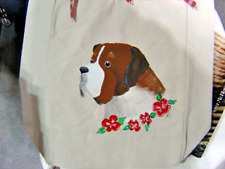 Saint Bernard Puppy Dog Hand Painted Canvas Tote Bag name free! Book Bag