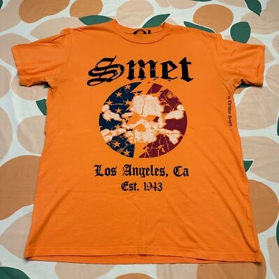 Smet 双面骷髅衬衫男式大号橙色短袖 Christian Audigier — 第 1/4 张图片