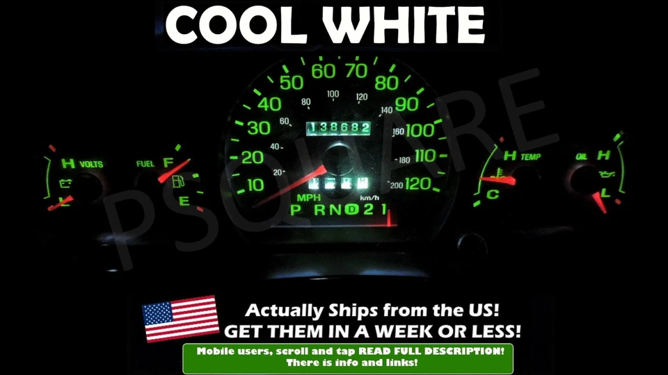 速度表 LED 仪表板灯泡套件 冷白光 适用于 Mercury Grand Marquis 2003 2005 — 第 1/2 张图片