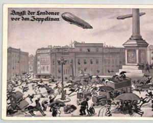 GERMANY WW1 ZEPPELIN Propaganda Postcard *LONDONERS ANGST* Unused AIR RAID XZ5 - Picture 1 of 8