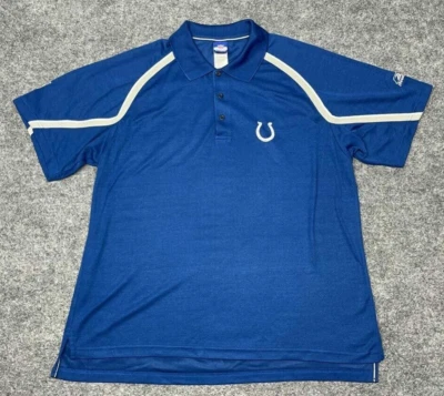 NFL Reebok Polo Shirt Mens L Short Sleeve Blue White Collared Indianapolis Colts - Image 1 of 4