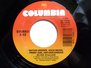 WAYLON JENNINGS, WILLIE NELSON, JOHNNY CASH 45 RPM 7" VINYL - Silver Stallion - Picture 1 of 1