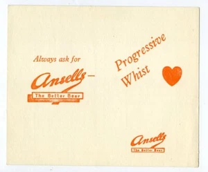 (Gc6520) Vintage Ansells Brewery, Progressive Whist Scoring Card - Picture 1 of 4