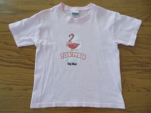 Gildan Girls 'Pink Power' Key West Pink Short Sleeve Shirt Top Sz Youth Sm VGUC - Picture 1 of 3