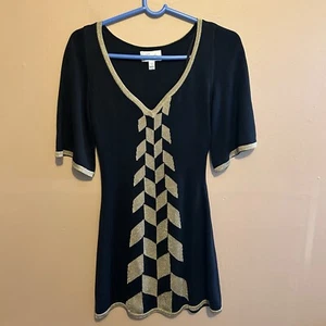 Temperley London Silk Blend Metallic Knit Black SHORT Mini Dress Tunic Size 2 - Picture 1 of 6