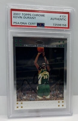 Kevin Durant Signed 2007 Topps Chrome #131 RC Sonics Suns Autograph PSA/DNA - Image 1 of 2