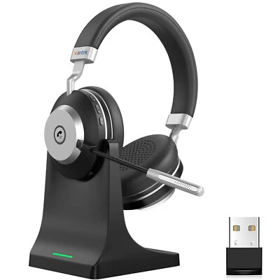 Wantek Bluetooth Headset mit Mikrofon USB Kabelloses Kopfhörer für PC/Handys - Bild 1 von 4