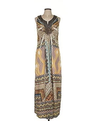 Apt. 9 Mujeres M Largo Maxi Vestido Crochet Cuentas Resort Crucero Playa Vacaciones Boho Foto 1 de 4