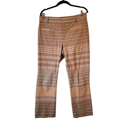 Anthropologie Essential Collection Brown Plaid Straight Leg Trousers Size US 10 - Image 1 of 4