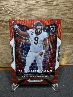 Carlos Basham Jr. 2021 Prizm Draft Picks Rookie All-American Red Wave RC #197 - Image 1 of 2