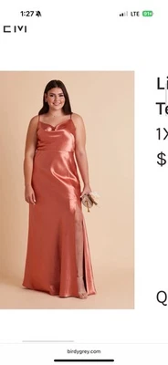 Birdy Grey, 1x, Terracotta, Long Satin Dress - Image 1 of 4