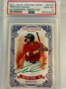2021 ONYX VINTAGE EXTENDED TRISTON CASAS AUTO GREEN /50 RC PSA 10 POP 1 RED SOX - Picture 1 of 2