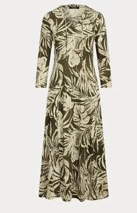 Lauren Ralph Lauren Women's Palm Leaf Print Jersey Midi Dress Sz 12 - Picture 1 of 8