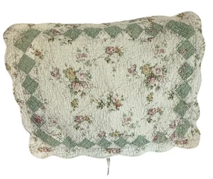 Funda de Almohada Vintage Shabby Floral Cottage Falsa Acolchada Rosas Románticas - Imagen 1 de 4