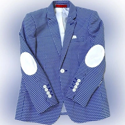 Abrigo deportivo a cuadros azul y blanco Elie Balleh niño nuevo sin etiquetas con parches en el codo - 8 Foto 1 de 4