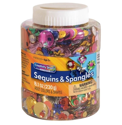 Lantejoulas, frasco de lantejoulas, cores sortidas, tamanhos, 230 gramas, artesanato faça você mesmo, costura - Imagem 1 de 3