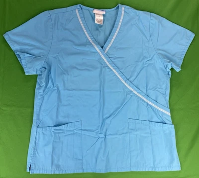Medium Blue Simply Basic Scrub Top - Image 1 of 4