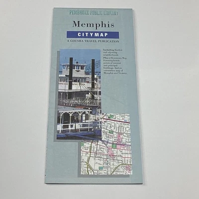 H.M. Gousha Memphis City Map Tri-Fold Detailed Street Index - Imagen 1 de 2